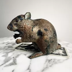Buy Vintage Japanese Cast Iron Mouse Garden Sculpture/Okimono • 124.02£