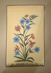 Buy Blue & Pink Flower Handmade Miniature Painting Floral Art On Paper PN8819 • 19.09£