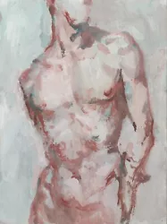 Buy Original Oil Painting On Cardboard Naked Male Torso 20x15cm Unframed  • 1£