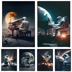 Buy Astronaut Playing Space Moon Piano Wall Art Canvas Print Painting Artwork Poster • 11.39£