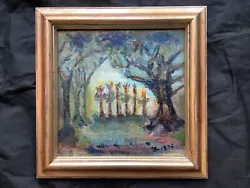 Buy Small Modernist Vintage  Oil Painting Forest Nocturne Dorian Levine Framed • 0.99£