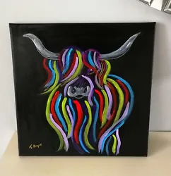 Buy  Highland Cow Paintings, Rainbow Art, Black Canvas Artwork, , Cow Pictures  • 14.99£