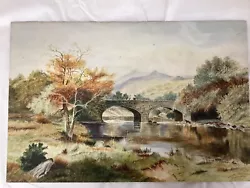 Buy Vintage Watercolour On Card River Scene Signed 40cm X 27cm • 25£