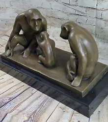 Buy This Captivating Gorilla Mom And Dad And Baby Genuine Bronze Sculpture Figure • 477.04£