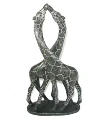 Buy Kissing Giraffe Pair In Brown Serpentine Stone - African Shona Art Scupture 10'' • 189.03£