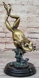 Buy Bronze Art Deco Style Metal Toad Frog Gold Natural Patina Sculpture Figurine • 159.28£
