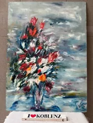 Buy Abstract Art - Oil Image 70x50 Cm Still Life  Flowers In Vase  Sign  Jos  - S10 • 68.64£