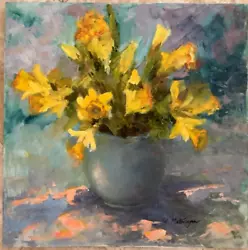 Buy Original Oil Painting 20”x20” Daffodils Still Life Artist Signed • 518.80£