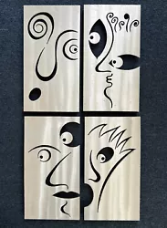 Buy Set 4 Wall Art Aluminum Panels Rockridge Christopher Royal Plaques Cut Out Faces • 132.30£