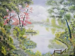 Buy Lakeside Path Bob Ross Style Painting Oil On Canvas 18inch X 24inch Approx. • 55£