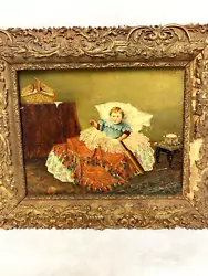 Buy Antique Victorian English Naive Oil Painting Baby Boy With Toys In Nursery • 125£
