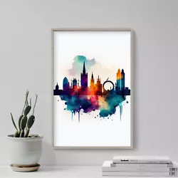 Buy Watercolour Silhouettes - London Skyline 2 Poster, Art Print, Painting, Artwork • 5.50£