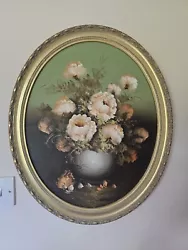 Buy Large Vintage Still Life Floral Painting With Frane • 49.99£