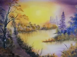 Buy Dawn's Light Bob Ross Style Painting Oil On Canvas 18x24x1.5 Inch Deep Edge 3D • 75£