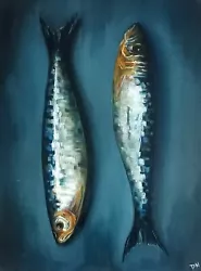 Buy Fish On A Dish. Original Oil Painting On Stretched Canvas. 30x40cm • 85£
