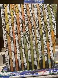 Buy Paintings On Canvas Original 8/10, Small,gift, Abstract Birch Trees,forest • 15.86£