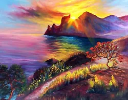 Buy Sunset In The Mountains. Seascape. Sundown Fine Art Print Wall Art Decor OBK ART • 28£