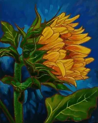 Buy Sunflower, Original Artwork Oil Painting, White Stag 16''x20  • 1,133.99£