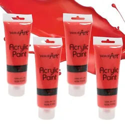 Buy WATERPROOF ACRYLIC PAINT TUBES X4 Art Craft Hobby Artist Vivid Red Crimson 120ml • 8.83£