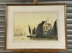 Buy Lovely Antique Painting Signed ‘A Vincent’ Depicting A Scene On The Meuse  • 350£