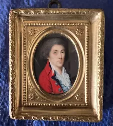 Buy Antique 1700s Miniature Portrait Aristocrat Oil On Artist Board Signed Mavat(?) • 614.87£