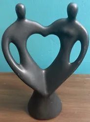 Buy Lovers Man Woman Heart Embrace Ceramic Sculpture 8”Abstract Art Black Used Vntg • 22.33£