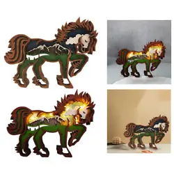 Buy Cute Wooden Horse Figurine Sculpture Animal Ornament For Christmas Kid Gift • 12.44£