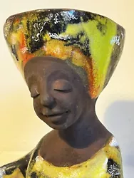 Buy African Figure  Midcentury Modern Fat Lava Glaze  - Signed • 125£