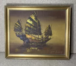 Buy Vintage Oriental Boats Oil Painting Framed By Wah Cheong Hong Kong • 17.99£