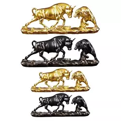 Buy Animal Sculpture Decor Bull And Bear Fight Figurine For Desk Office Bookcase • 27.40£