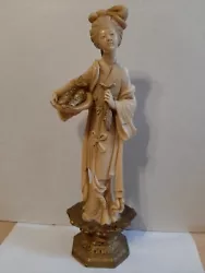 Buy A. Santini Sculpture Asian Woman W/ Fish Signed Resin Good Cond. Metal Base • 49.57£