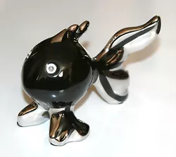 Buy Small PUFFA FISH Bathroom Sculpture Ornament Platinum Fired Ceramic Black 17cm • 21.99£