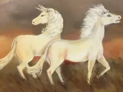 Buy Lynchburg Va NELLIE HICKS Signed Framed Art Painting WHITE ARABIAN HORSES ❤️j8 • 11,812.42£