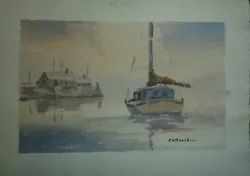 Buy Sailing Boat On Water, Watercolour By Southend Artist Eric Challis (1920-2011) • 25£