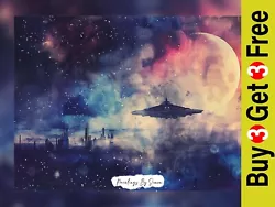 Buy Sci-Fi Dreamscape, Watercolor Painting Print 5 X7  On Matte Paper • 4.99£