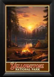 Buy Yellowstone National Park Camping Fishing Art Travel Poster Prints Wilderness • 18.85£