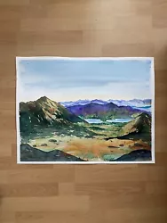 Buy Bob Ross Style Landscape Watercolor Mountains Painting Large Art Tree Painting • 267.75£