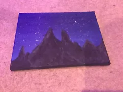 Buy Mountain Painting BLUE DARK SKY WASH AND DARK MOUNTAINS With Stars HAND MADE  • 5£