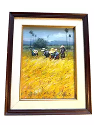 Buy Vintage Noparat Livisiddhi - Thailand - 'harvest Scene', Oil On Canvas, Framed • 275£