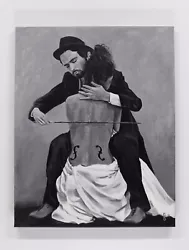 Buy Hand Painted Acrylic Painting Melody Of Love, Man And Woman,man Playing Viola • 144.07£