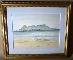 Buy Vintage Watercolour Painting Of Table Mountain In Gold Frame. • 7£