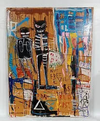 Buy JEAN-MICHEL BASQUIAT ACRYLIC ON CANVAS LARGE PAINTING 46  X 35  AMERICAN PAINTER • 552.55£