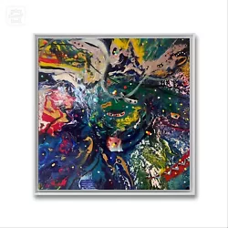 Buy MBollen FRAMED Acrylic Pour Paintings Over The Rainbow Modern Art • 472.50£