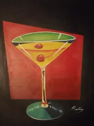 Buy Abstract Cocktail Glass Bar Drink Large Oil Painting Canvas Modern Contemporary • 27.95£