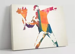 Buy Banksy, Flower Thrower Rainbow Paint -canvas Wall Art Print Artwork Framed • 12.99£