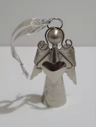 Buy Vintage 3 3/8  Silver Plated Angel Ornament Bell Hanging Angel Holding Heart • 8.25£