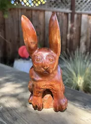 Buy Hand Carved Wood Hare Rabbit Bunny Rustic Folk Art Primitive 8.5” Tall • 49.60£