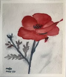 Buy Watercolor Original Paintings- Note Card- Poppy Flower • 15.89£
