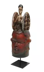 Buy African Or Oceanic Objects, Janus Mask With Horned Figure, Painted And Carved Wo • 7,612.35£
