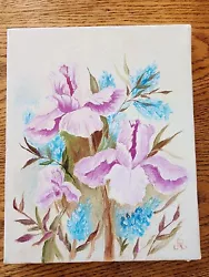 Buy Original Floral Painting On Canvas Iris Flowers  • 9.91£
